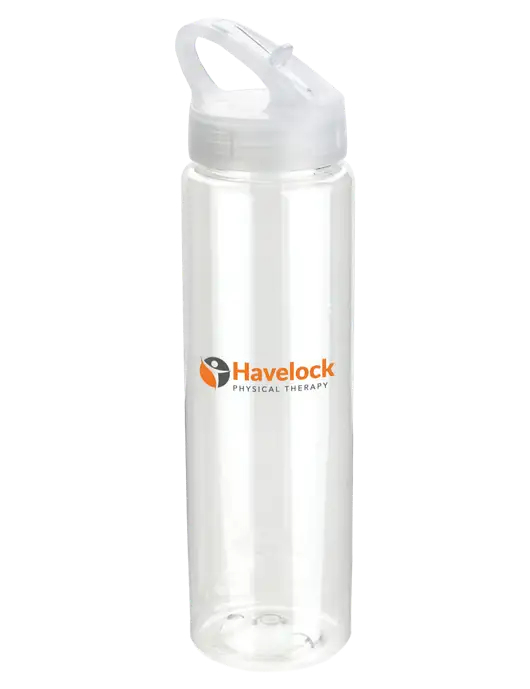Buddy Clear 32 oz PET Bottle with Flip Lid w/Havelock Logo