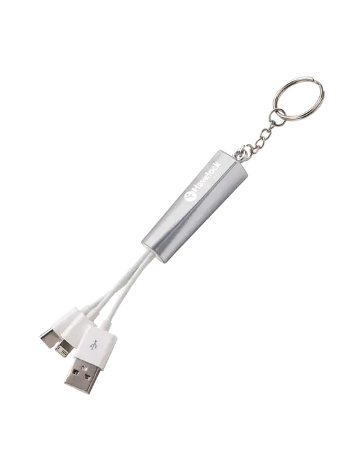 Silver Light-Up Charging Cable with Key Ring w/Havelock Logo