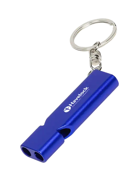 Quick Alert Blue Safety Whistle w/Havelock Logo