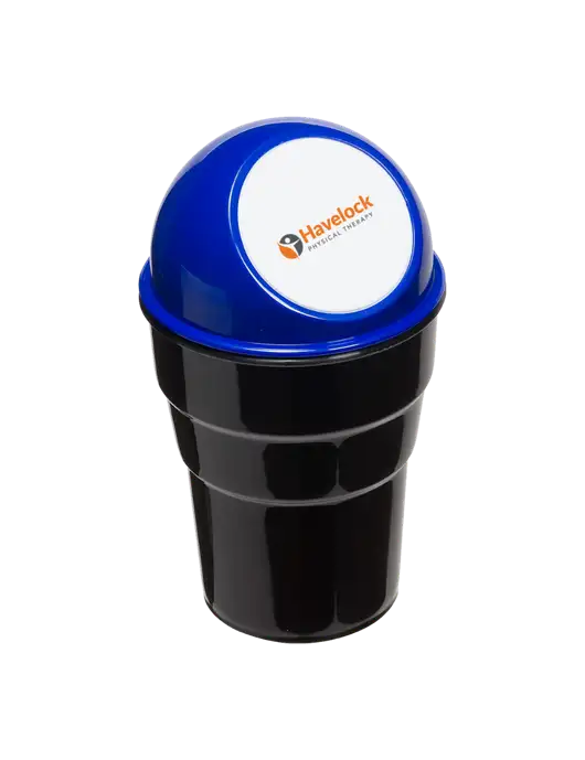 Blue Car Cup Holder Trash Can w/Havelock Logo