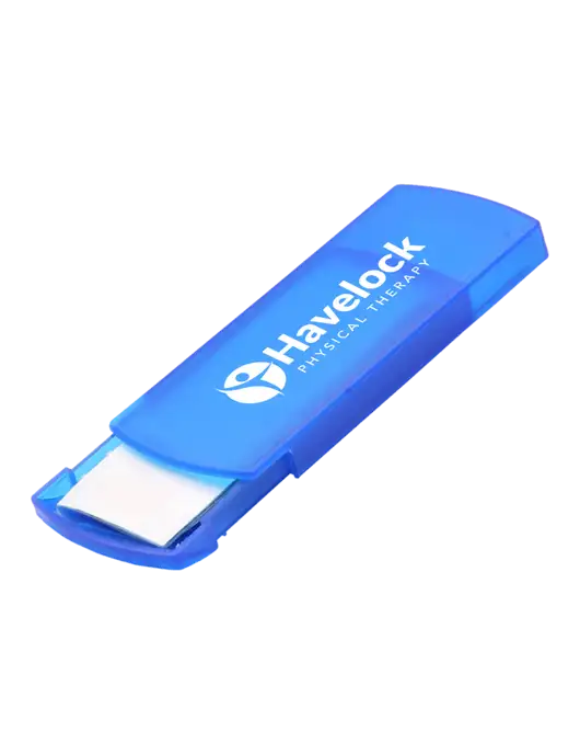 Slide Right Blue Bandage Dispenser w/Havelock Logo
