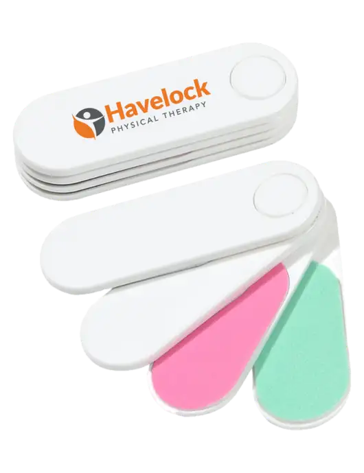White Folding Nail Files & Buffer w/Havelock Logo
