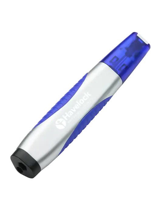 Silver/Blue Level Light Screwdriver Pen w/Havelock Logo