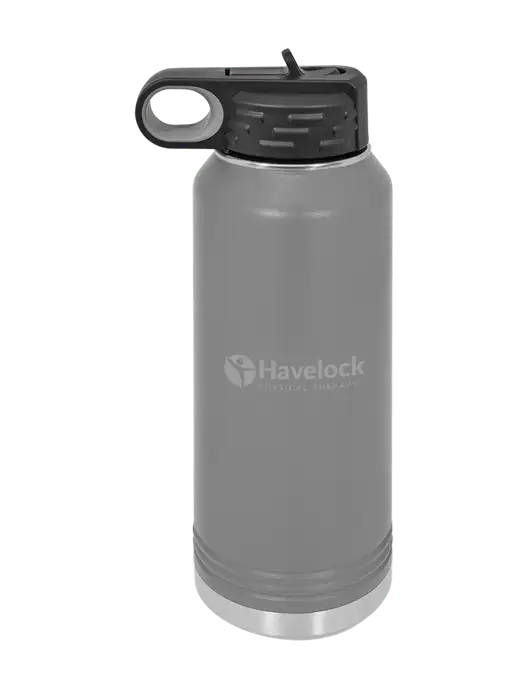 Polar Camel 32 oz Powder Coated Grey Vacuum Insulated Water Bottle w/Havelock Logo