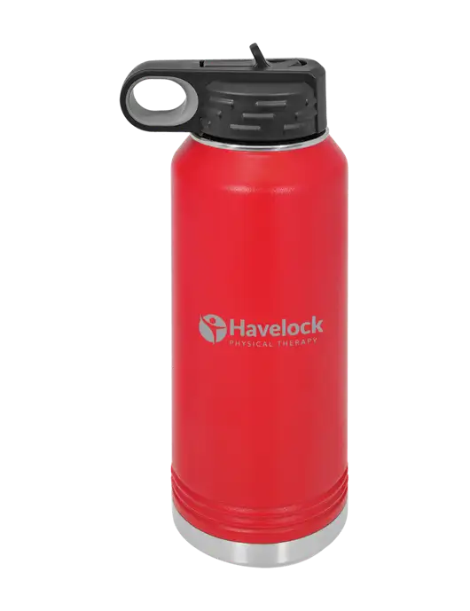 Polar Camel 32 oz Powder Coated Red Vacuum Insulated Water Bottle w/Havelock Logo