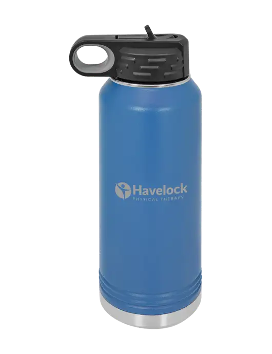 Polar Camel 32 oz Powder Coated Royal Vacuum Insulated Water Bottle w/Havelock Logo