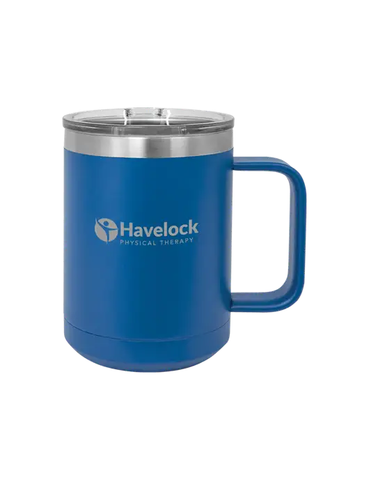 Polar Camel 15 oz Powder Coated Royal Vacuum Insulated Mug with Slider Lid w/Havelock Logo