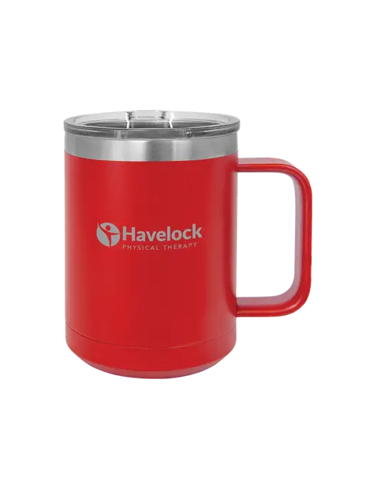 Polar Camel 15 oz Powder Coated Red Vacuum Insulated Mug with Slider Lid w/Havelock Logo