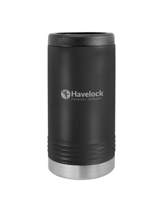 Polar Camel Powder Coated Black Vacuum Insulated Slim Beverage Holder w/Havelock Logo