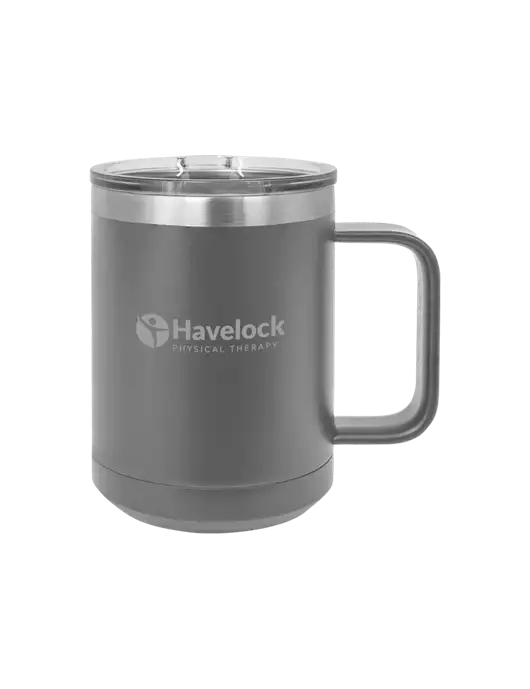 Polar Camel 15 oz Powder Coated Grey Vacuum Insulated Mug with Slider Lid w/Havelock Logo