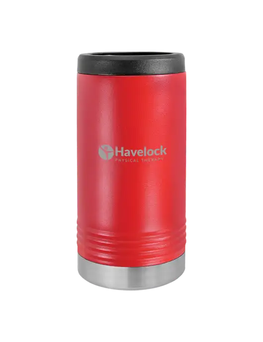 Polar Camel Powder Coated Red Vacuum Insulated Slim Beverage Holder w/Havelock Logo
