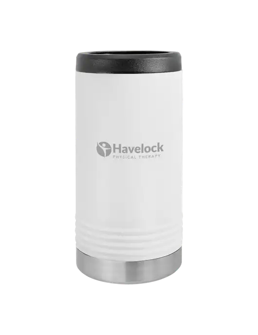 Polar Camel Powder Coated White Vacuum Insulated Slim Beverage Holder w/Havelock Logo