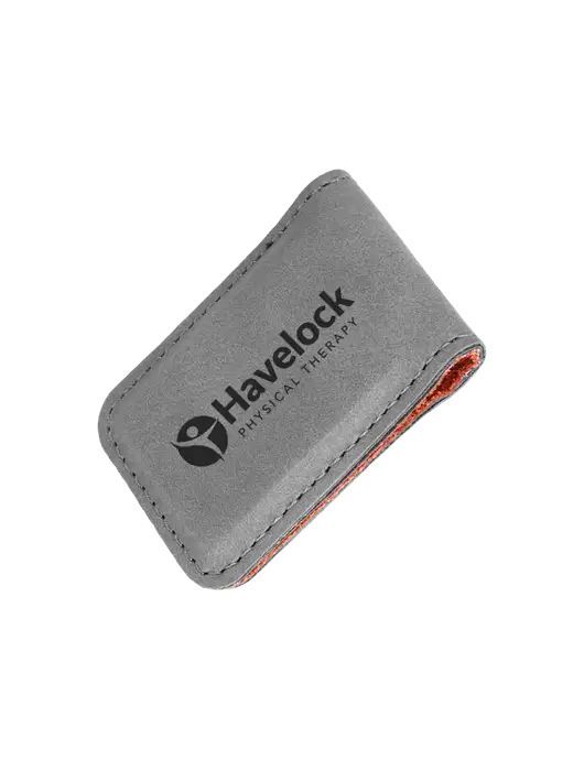 Gray Leatherette Money Clip w/Havelock Logo