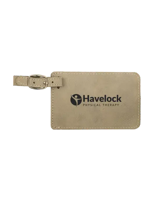 Tan Leatherette Luggage Tag w/Havelock Logo