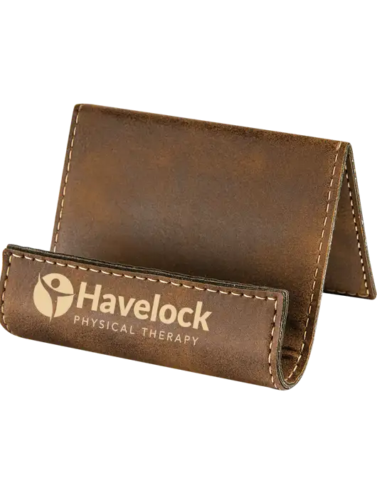 Rustic Leatherette Card & Phone Holder w/Havelock Logo