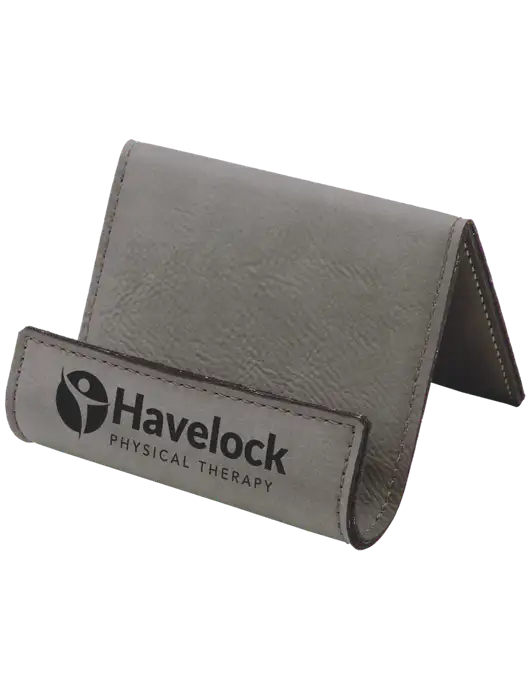 Grey Leatherette Card & Phone Holder w/Havelock Logo