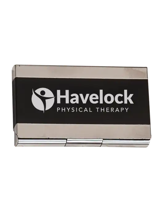 Black 3.75 x 2.5 Business Card Holder w/Havelock Logo