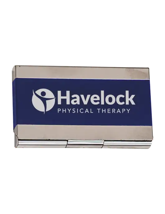 Blue 3.75 x 2.5 Business Card Holder w/Havelock Logo