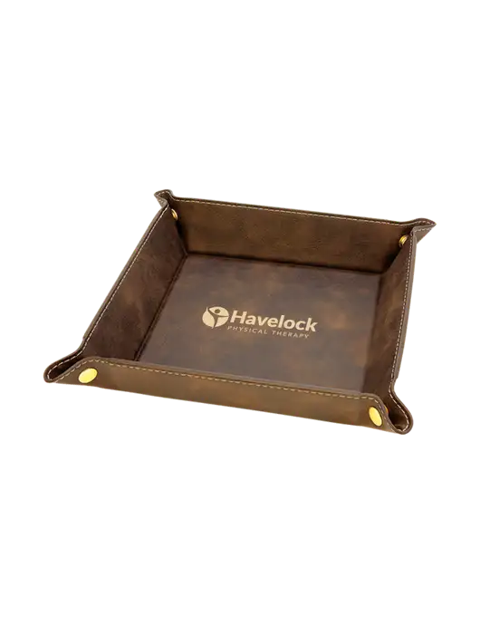 Rustic Leatherette Valet Tray, 6 x 6 w/Havelock Logo