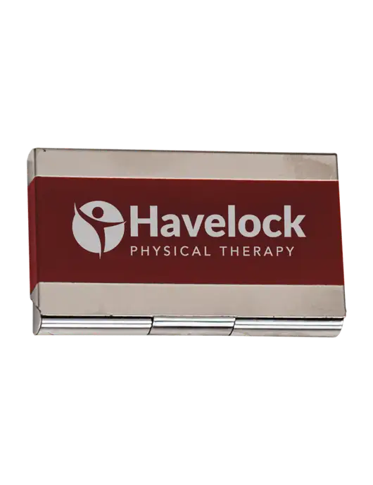 Red 3.75 x 2.5 Business Card Holder w/Havelock Logo