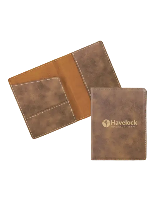 Rustic Leatherette Passport Holder w/Havelock Logo