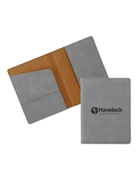Grey Leatherette Passport Holder w/Havelock Logo