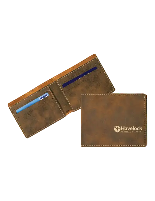 Rustic Leatherette Bifold Wallet w/Havelock Logo