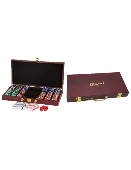 Rosewood Poker Set, 300 Chips w/Havelock Logo