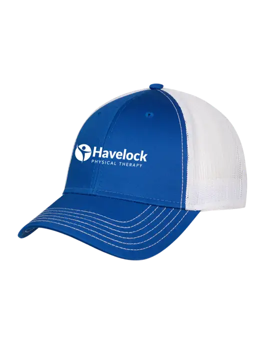 Royal & White Mesh Trucker Cap Snap Back w/Havelock Logo