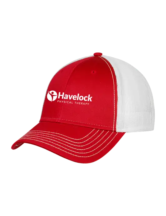 Red/White Mesh Trucker Cap Snap Back w/Havelock Logo
