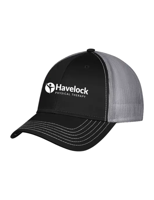 Black/Medium Dark Grey Mesh Trucker Cap Snap Back w/Havelock Logo