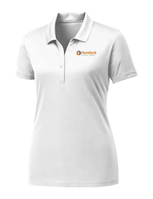 Womens White PosiCharge Competitor Polo w/Havelock Logo