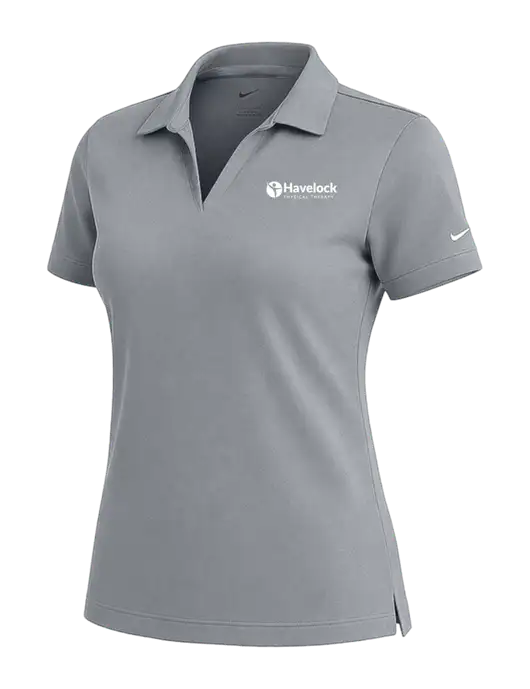 NIKE Medium Grey Womens Dri-Fit Micro Pique Polo w/Havelock Logo