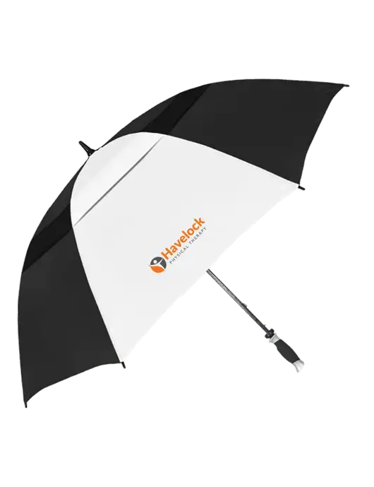 Black/White Vented Typhoon Tamer Golf Umbrella w/Havelock Logo