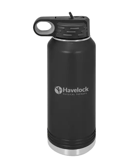 Polar Camel 32 oz Powder Coated Black Vacuum Insulated Water Bottle w/Havelock Logo