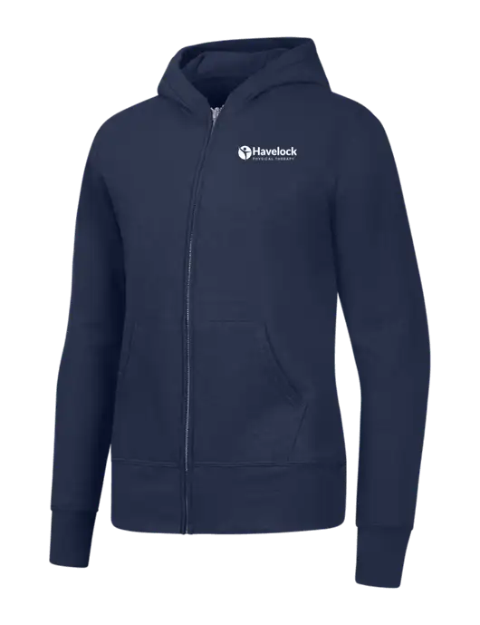 Navy Womens Core Fleece Full-Zip Hooded Sweatshirt w/Havelock Logo