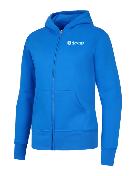 Royal Womens Core Fleece Full-Zip Hooded Sweatshirt w/Havelock Logo