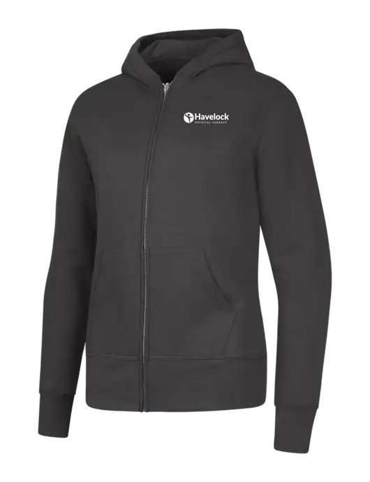 Charcoal Womens Core Fleece Full-Zip Hooded Sweatshirt w/Havelock Logo