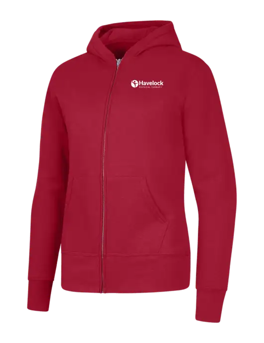 Red Womens Core Fleece Full-Zip Hooded Sweatshirt w/Havelock Logo