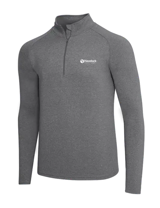 Dark Grey Heather Sport Wick Stretch 1/4 Zip Pullover w/Havelock Logo