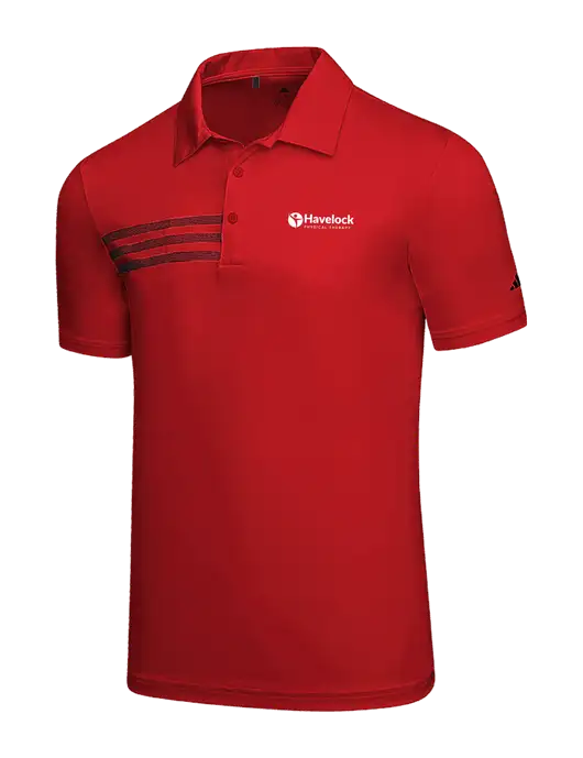 Adidas Red 3 Stripes Chest Polo w/Havelock Logo