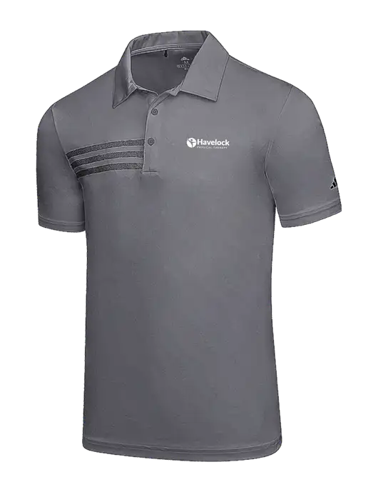 Adidas Medium Grey 3 Stripes Chest Polo w/Havelock Logo