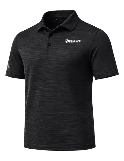 Adidas Black Textured Stripe Polo w/Havelock Logo