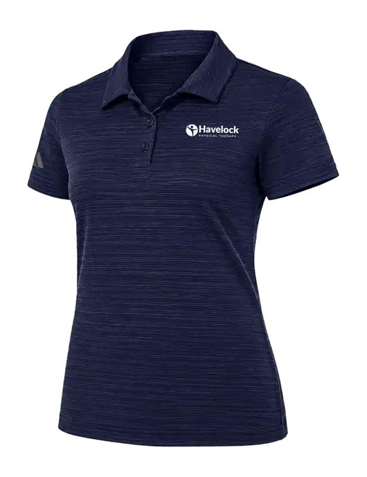 Adidas Womens Navy Textured Stripe Polo w/Havelock Logo