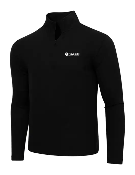 Adidas  Black Melange 3 Stripes Quarter Zip Sweater w/Havelock Logo