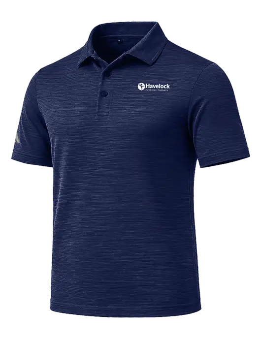 Adidas Navy Textured Stripe Polo w/Havelock Logo