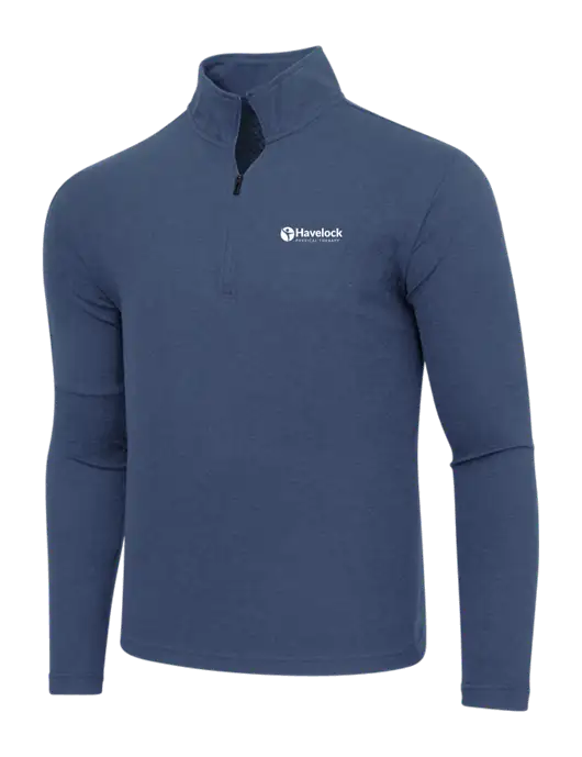 Adidas  Navy  Melange 3 Stripes Quarter Zip Sweater w/Havelock Logo