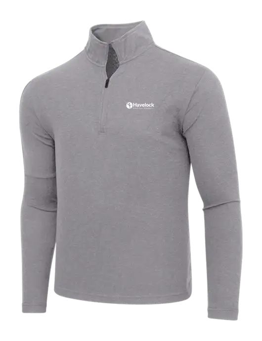 Adidas Medium Grey Melange 3 Stripes Quarter Zip Sweater w/Havelock Logo