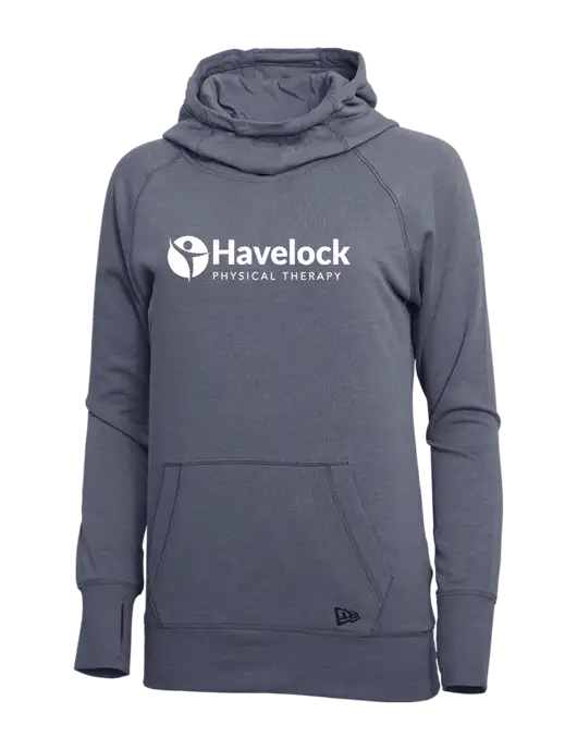 New Era True Navy Heather Womens Tri-Blend Fleece Pullover Hoodie w/Havelock Logo