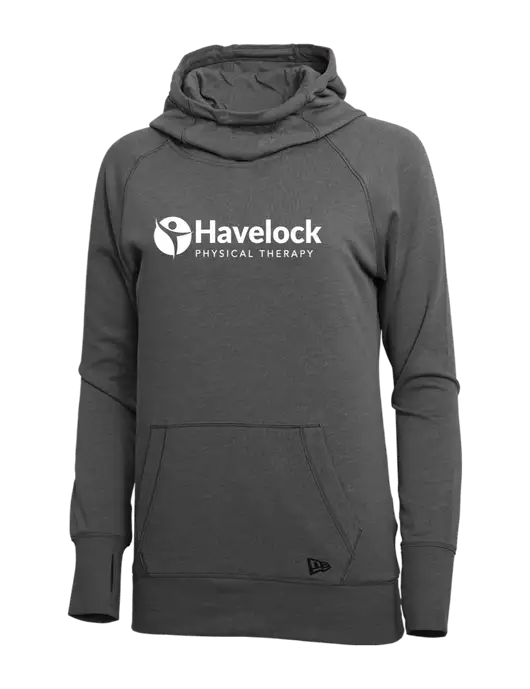 New Era Black Heather Womens Tri-Blend Fleece Pullover Hoodie w/Havelock Logo